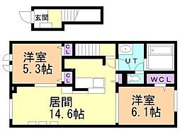 コスターリング 2LDKの間取図画像