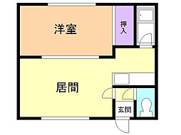 ライトハウスA 1DKの間取図画像