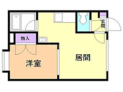 シティーベルプロム 1DKの間取図画像