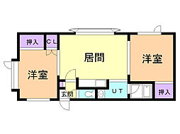 サンエアハウスC 2LDKの間取図画像