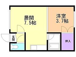 ノースパークB 1DKの間取図画像