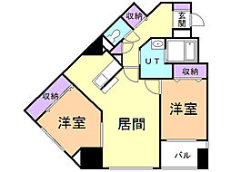 グランドール若草 2LDKの間取図画像