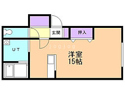 ロイヤルハイム末広B ワンルームの間取図画像