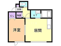 ロイヤルハイム拓勇西町B 1LDKの間取図画像