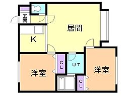 クリークヴィレッジ 2LDKの間取図画像