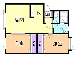 シミズドリーム 2LDKの間取図画像