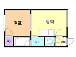 メゾンドシュー 1DKの間取図画像