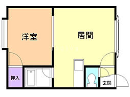 メリディアン 1DKの間取図画像