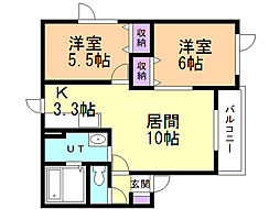 Lusud 2LDKの間取図画像