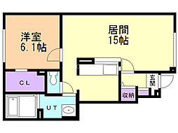 宮前ロジュマン 1LDKの間取図画像