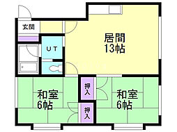 パインヒルズ 2LDKの間取図画像