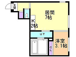 アンダーズ苫小牧駅前 1DKの間取図画像