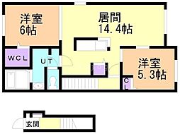 ネオグレイス2 2LDKの間取図画像