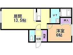 ロイヤルハイム明野新町I 1LDKの間取図画像