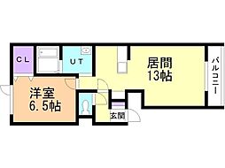 Groundvalley2 1LDKの間取図画像