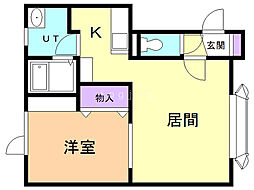 ノーザンベル 1LDKの間取図画像