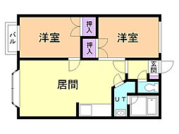 サン・フラワー 2LDKの間取図画像