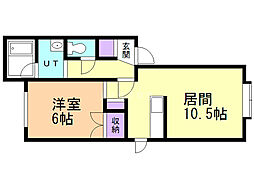 タウンハウス柳2 1LDKの間取図画像