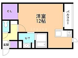 苫小牧市船見町1丁目アパート ワンルームの間取図画像