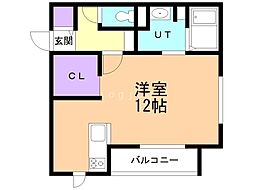 苫小牧市船見町1丁目アパート ワンルームの間取図画像