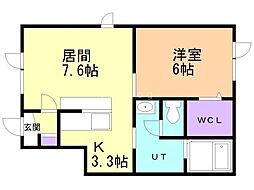 苫小牧市柏木町6丁目アパート 1LDKの間取図画像