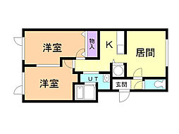 双葉の杜B 2LDKの間取図画像