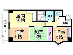 サンシティ苫小牧 3LDKの間取図画像