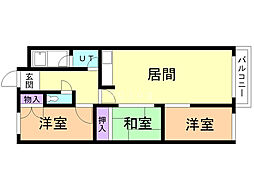 沼ノ端ハイツB棟 3LDKの間取図画像