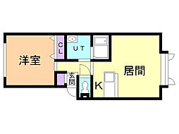 ロイヤルハイム沼ノ端A 1LDKの間取図画像