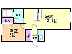 ロイヤルハイム元中野A 1LDKの間取図画像