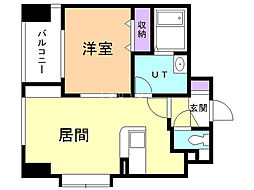 グランドール若草 1LDKの間取図画像