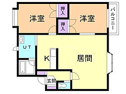 ニューハイツ明野 2LDKの間取図画像
