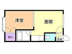 プリムローズ・ヒル 1DKの間取図画像