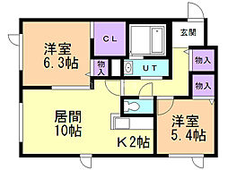 シャーメゾンサンモール 2LDKの間取図画像
