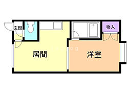 フレンズ北光 1DKの間取図画像
