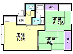 メゾンなぎさ 2LDKの間取図画像