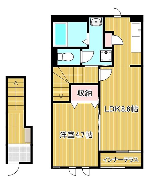 グランドパレスAT ｜滋賀県犬上郡豊郷町大字大町(賃貸アパート1LDK・2階・42.34㎡)の写真 その2