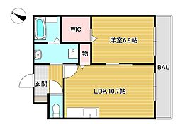 アースマーシマンション2 1LDKの間取図画像