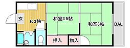 前川ハイツ 2Kの間取図画像