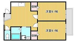 アースフィールドマンション 2DKの間取図画像