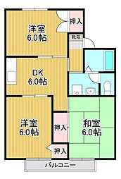 セジュールY-B 2LDKの間取図画像