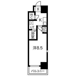SWISS難波西 1Kの間取図画像