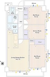 ドゥ・ラール若林 2SLDKの間取図画像