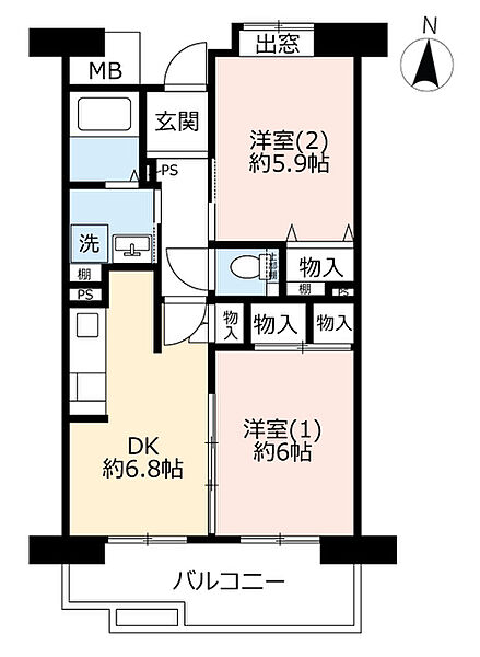 URアーバンラフレ鳴海 ｜愛知県名古屋市緑区鳴海町姥子山(賃貸マンション2DK・4階・49.90㎡)の写真 その2