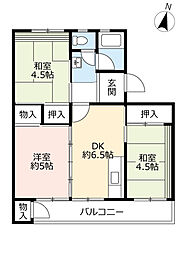 UR都市機構豊明団地26棟 3DKの間取図画像