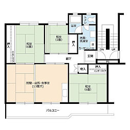 UR都市機構鳴海団地201号棟 3LDKの間取図画像