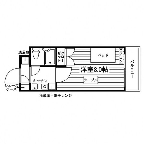 ヤングハイム谷塚 ｜埼玉県草加市谷塚１丁目(賃貸マンション1K・3階・22.40㎡)の写真 その2