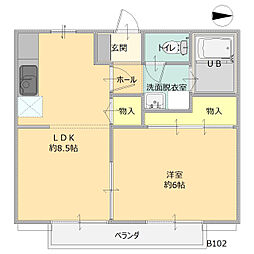 カーサヤマトB 1LDKの間取図画像