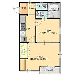 ピエール・ドゥ大手町 2Kの間取図画像