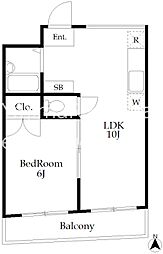 グリーンハイツ 1LDKの間取図画像